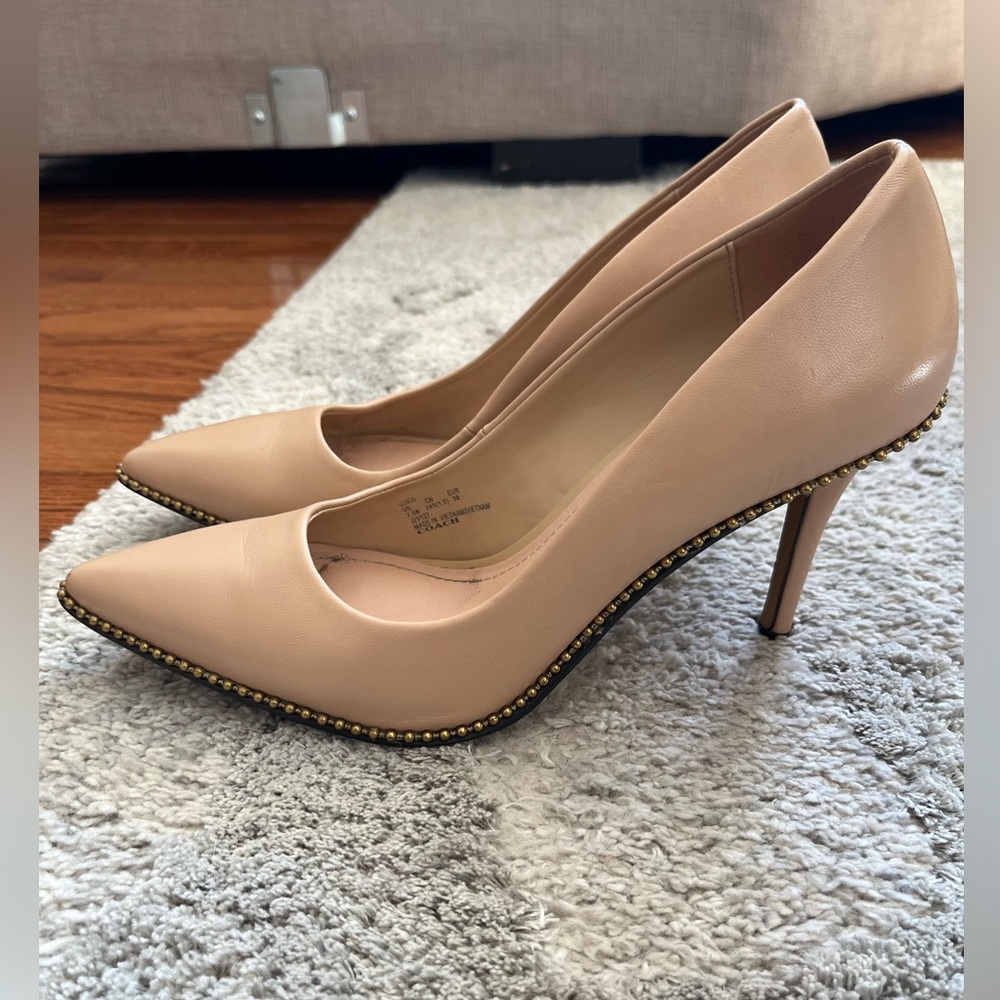 Coach Samantha Blush Leather Studded Pumps